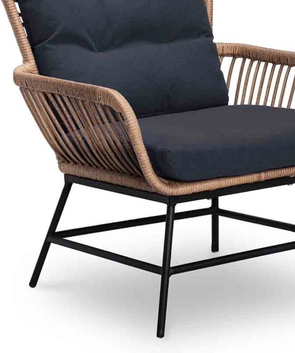 BUITEN Living Dex Wicker Loungestoel Tuin | Wicker + Aluminium | Bamboe Antraciet - Afbeelding 5