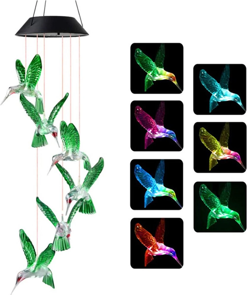 LED Solar Kolibrie | Kolibrie Windgong Waterdichte Tuinverlichting Zonne-energie Lamp | Sfeervolle Solar Lantaarn | Waterbestendige Solar Lamp | Voor Binnen En Buiten | Diversicus | ECO-LED Vlinder - Afbeelding 5