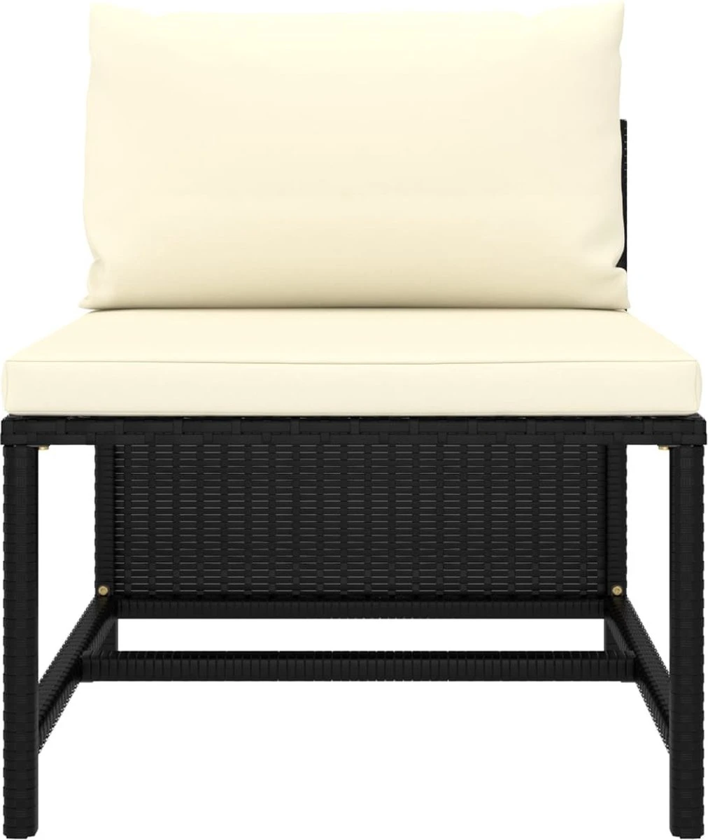 VidaXL 4-delige Loungeset Met Kussens Poly Rattan Zwart - Afbeelding 11