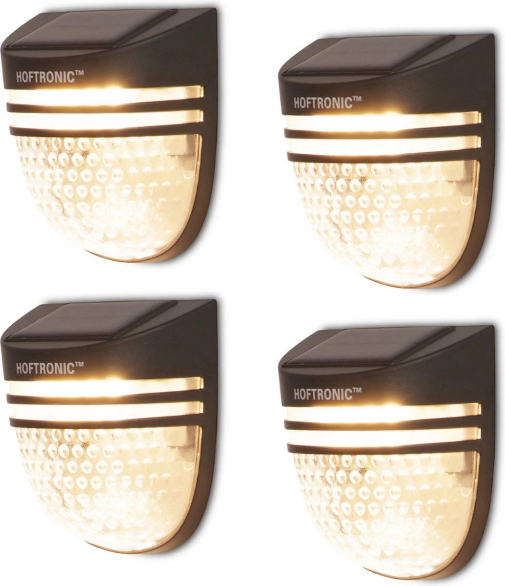 4x HOFTRONIC Tropo - Solar Wandlamp Buiten - IP65 Waterdicht - Wintersolar Technologie Monokristal Zonnepaneel - 3000K Warm Wit (sfeervol) - Solar Tuinverlichting Op Zonne Energie - Afbeelding 2