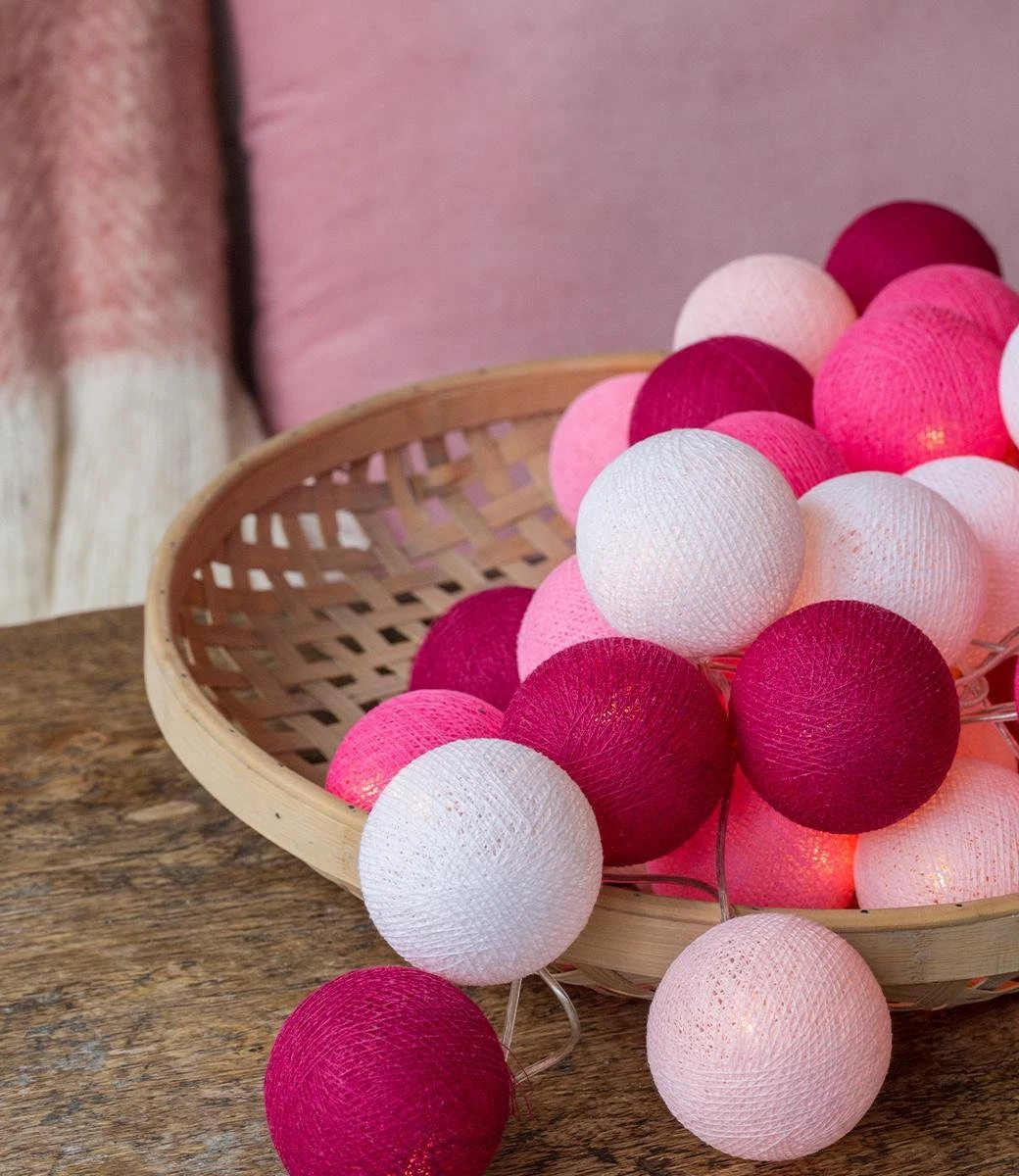 Cotton Ball Lights Lichtslinger Pink 20 Lampjes Lus - Afbeelding 4