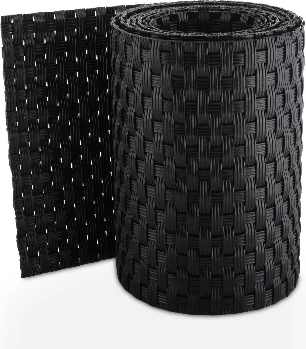 1 Rol Privacyband - Vlechtband Voor DSM Hekwerk Rotan Look Zwart