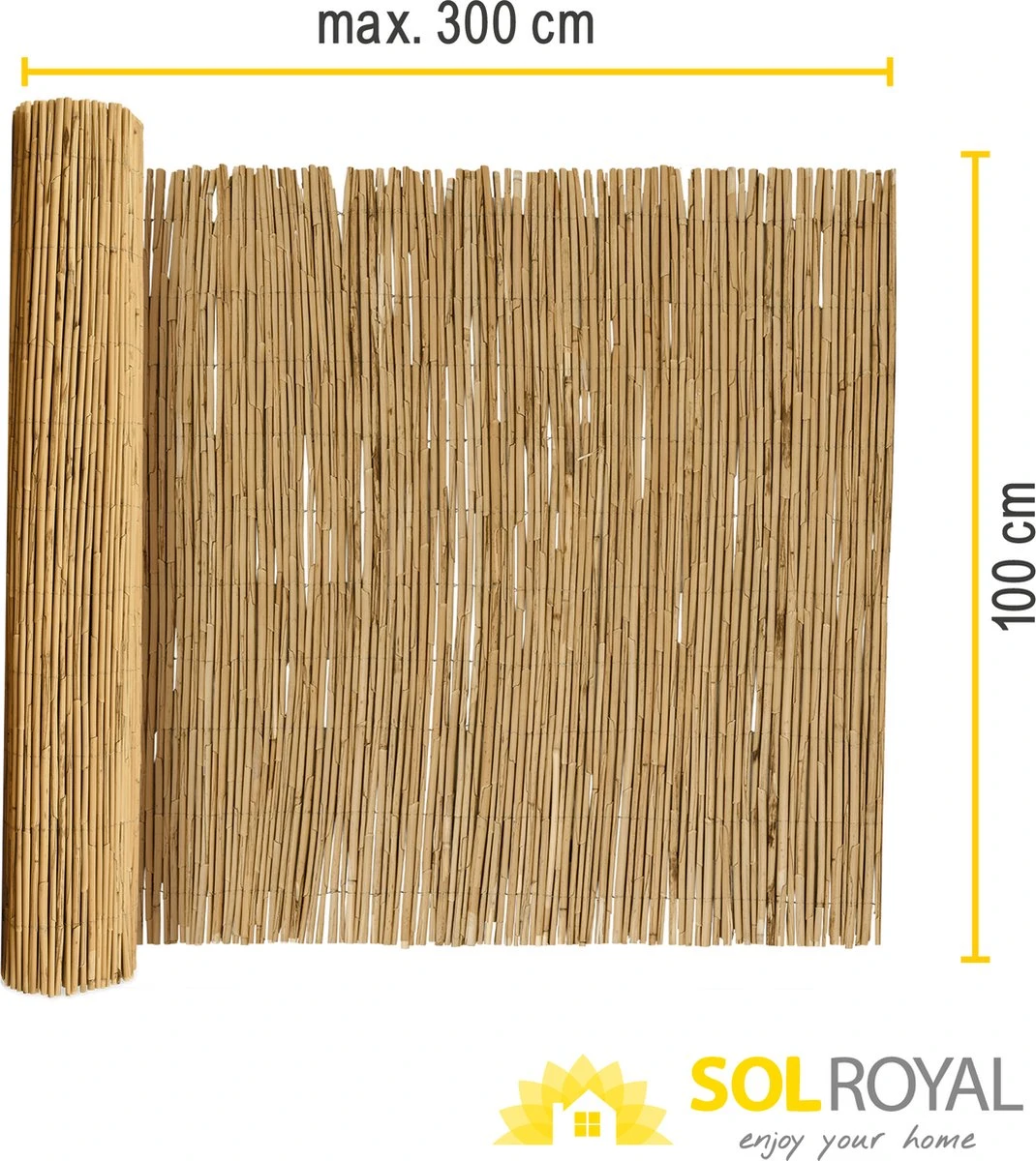 Sol Royal Premium Balkonscherm Riet - Privacyscherm Voor Balkon Solvision S36 - Balkondoek Riet 300x100cm - Afbeelding 3