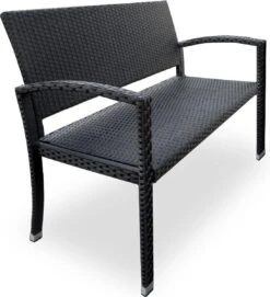 Casaria Polyrattan Tuinbank – 2 Zits UV-bestendig - Zwart