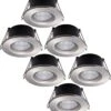 HOFTRONIC Venezia - Set Van 6 LED Inbouwspots RVS - IP65 Waterdicht - Dimbaar - 6 Watt 600 Lumen - Met Lichtbron - 2700K Warm Wit Licht - Zaagmaat 65mm - Inbouwdiepte 45mm - Geschikt Voor Badkamer, Woonkamer, Veranda En Carport - 3 Jaar Garantie