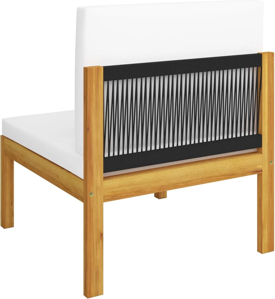 Decoways - 5-delige Loungeset Met Kussens Massief Acaciahout Crèmekleurig - Afbeelding 8