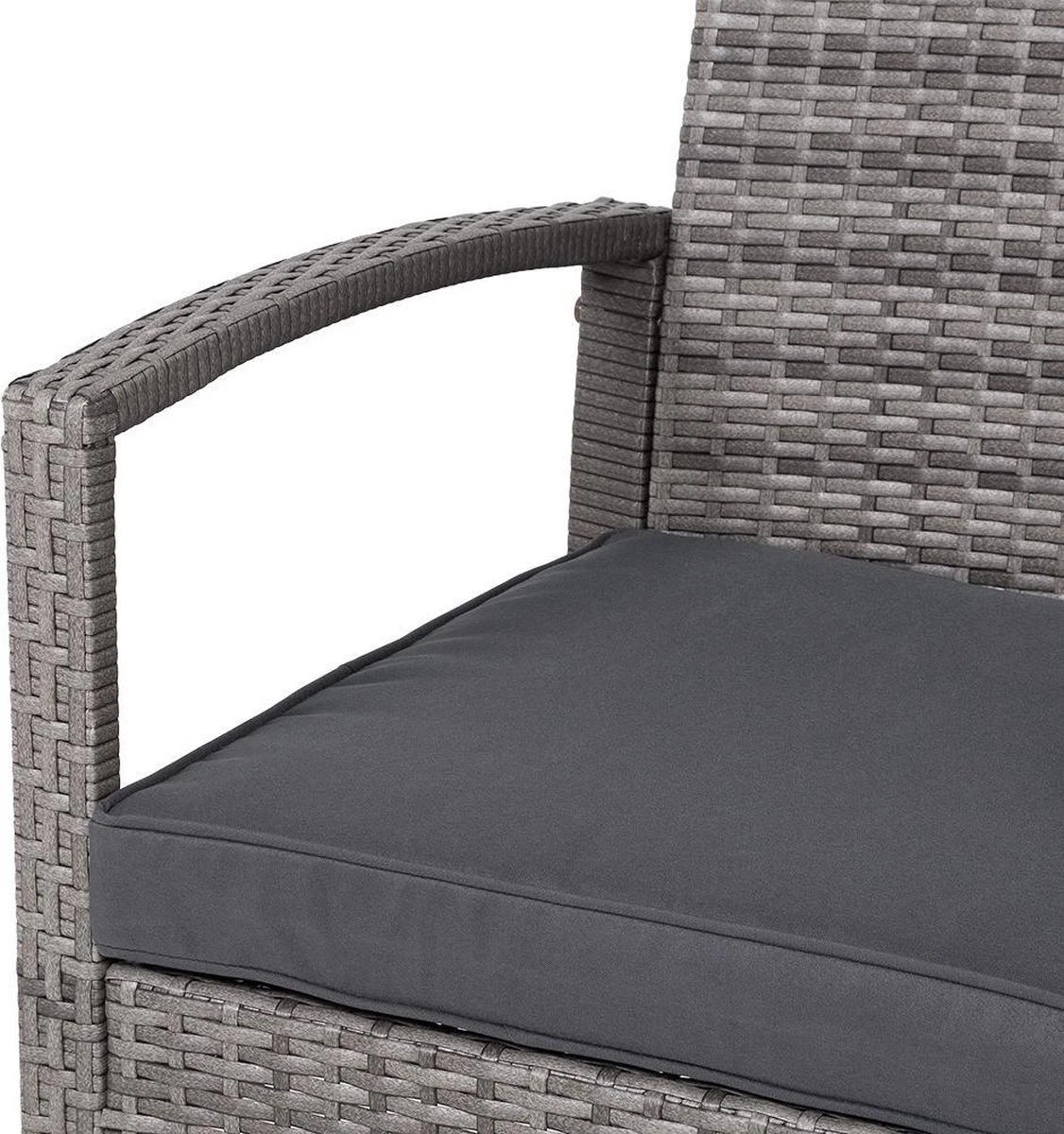 Casaria Polyrattan Loungeset – 2 Stoelen 1 Bank 1 Tafel - Antraciet - Afbeelding 10