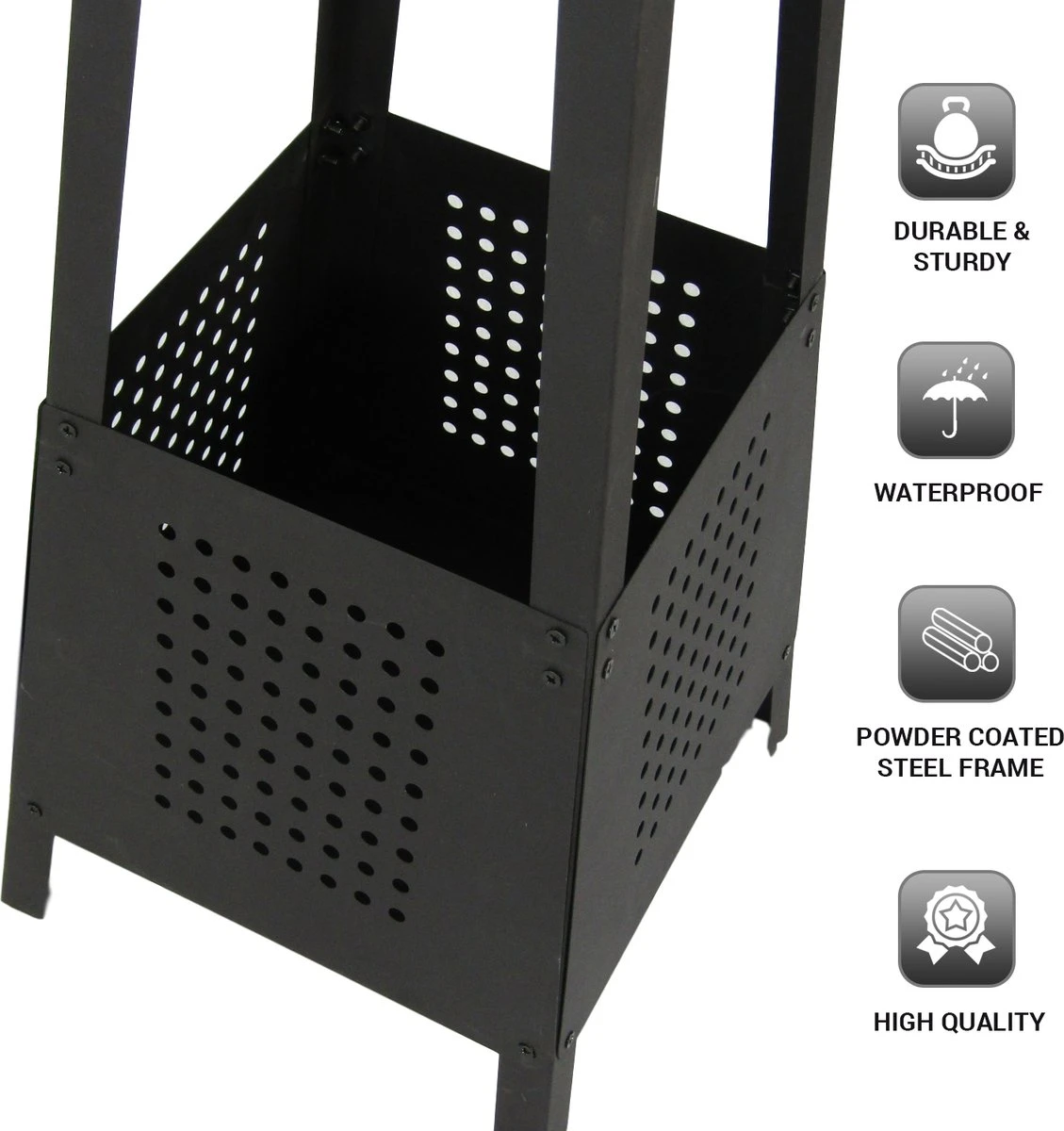 MaxxGarden Tuinhaard Grieks Archelos - Terrashaard - Vuurkorf - Terrasverwarmer - Terrasverwarming - Sfeerhaard - 35x35x100 Cm - Zwart - Afbeelding 2