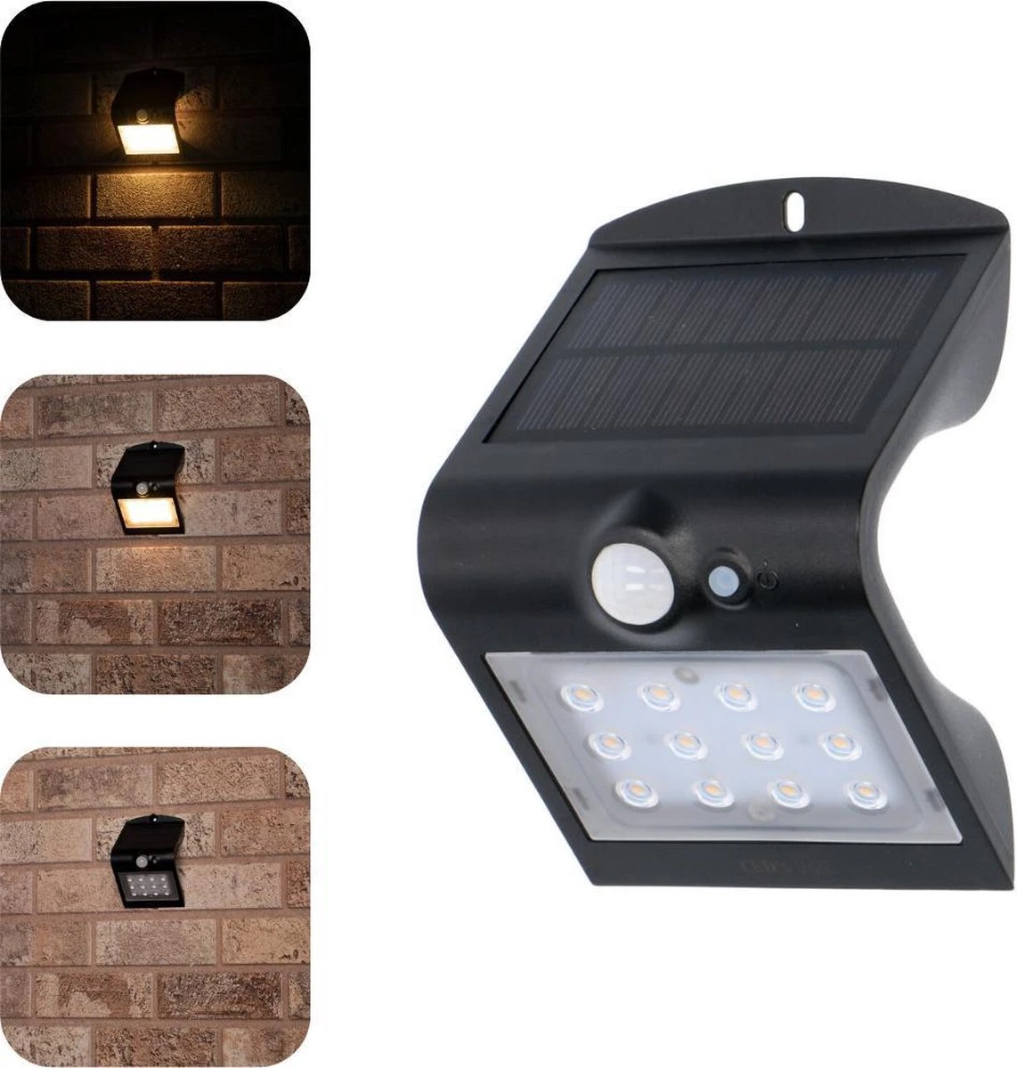 Proventa Solar LED Buitenlamp Met Bewegingssensor - Wandlamp Model Jerrel - Zwart