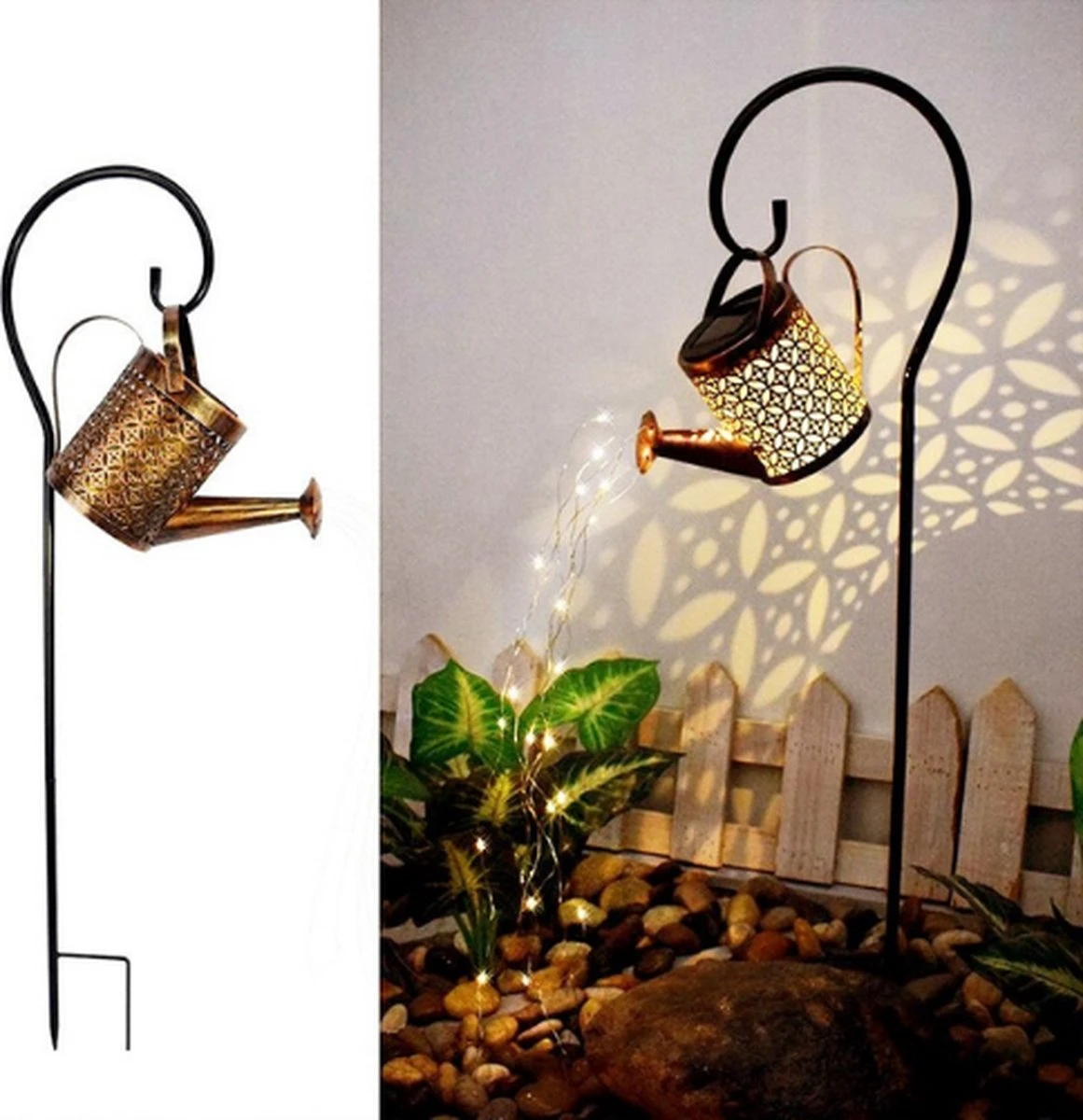 Exalight Gieter Lamp - IJzeren Solar Lantaarn - Tuin Decoratie - LED Licht - Lantaarn - Zonne Energie - Met Ronde Standaard - Afbeelding 5