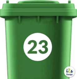 Kliko Sticker Rond Met Nummer - Container Sticker - Cijfer Sticker - Huisnummer - Wit - 10cm X 10cm