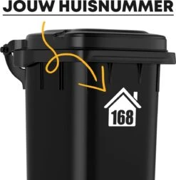 Container Sticker Huisnummer - Kliko Sticker - Huisnummer Sticker - Deursticker - Weerbestendig - 10 X 11 Cm - Wit