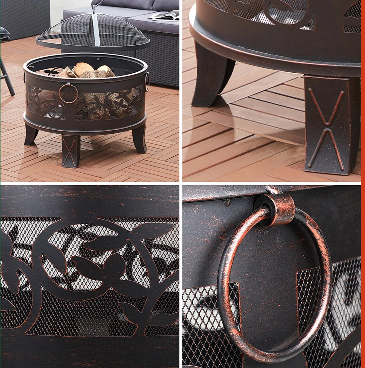 Gardebruk Vuurkorf Rond Ø 67cm – Incl. Vonkbeveiliging & Vuurhaak - Afbeelding 8