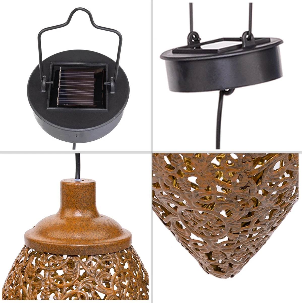 MaxxGarden Solar Hanglamp - Tuinverlichting Op Zonne-energie Met Sensor - Lantaarn Buiten Roestkleurig - 12x30cm - 2 Stuks - Afbeelding 8