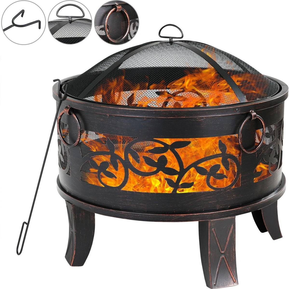 Gardebruk Vuurkorf Rond Ø 67cm – Incl. Vonkbeveiliging & Vuurhaak - Afbeelding 14