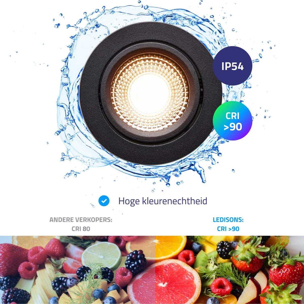 Ledisons LED Inbouwspots Zwart Met Driver - Dimbaar Kantelbaar IP54 3W 2700K Warm Wit Licht 240V 60 Stralingshoek >90 CRI Traploos Dimmen - Vivaro Zwart - Slechts 23MM Inbouwdiepte! 5 Jaar Garantie Energieverbruik: A++ - Afbeelding 11