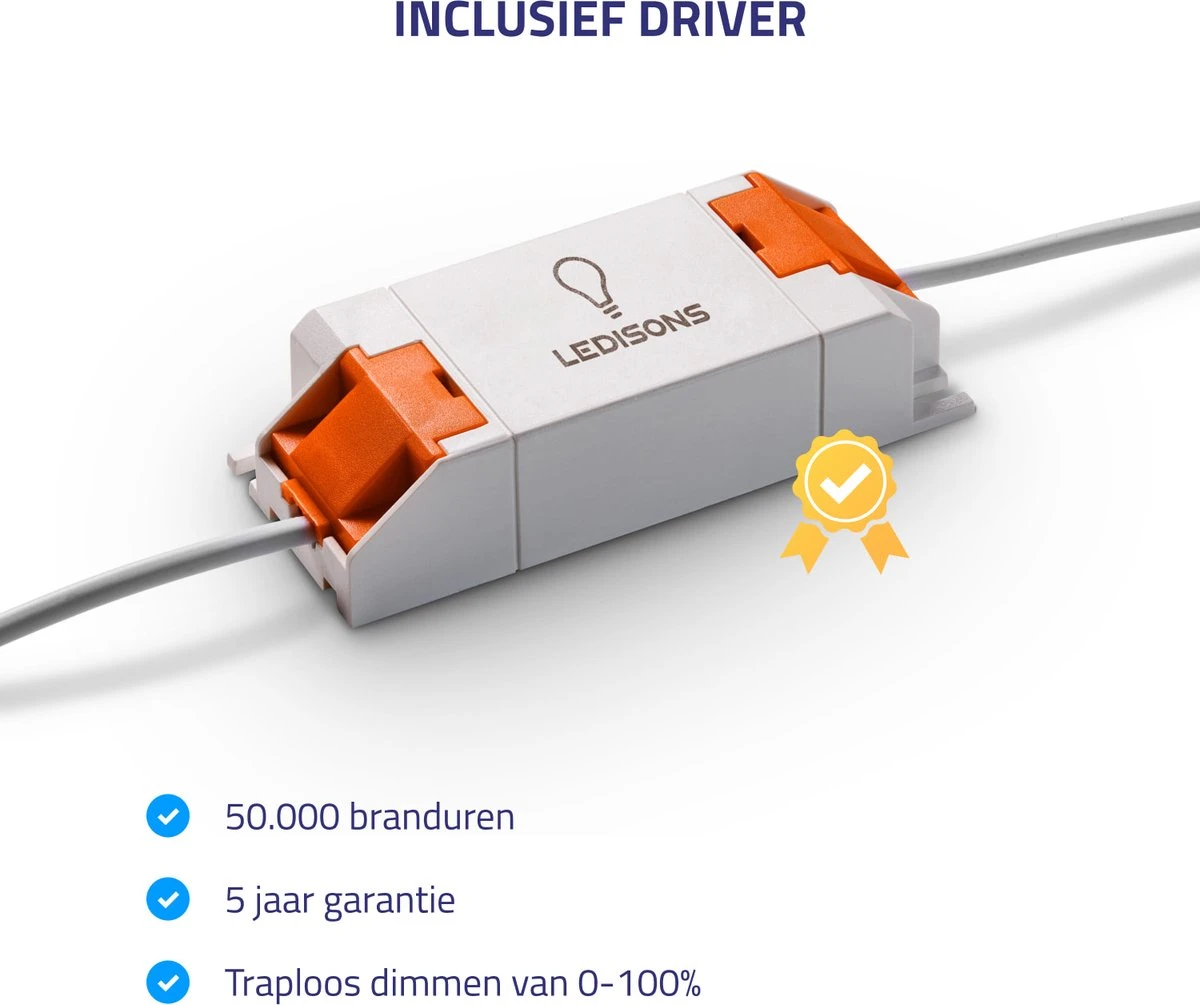 Ledisons LED Inbouwspots Zwart Met Driver - Dimbaar Kantelbaar IP54 3W 2700K Warm Wit Licht 240V 60 Stralingshoek >90 CRI Traploos Dimmen - Vivaro Zwart - Slechts 23MM Inbouwdiepte! 5 Jaar Garantie Energieverbruik: A++ - Afbeelding 6