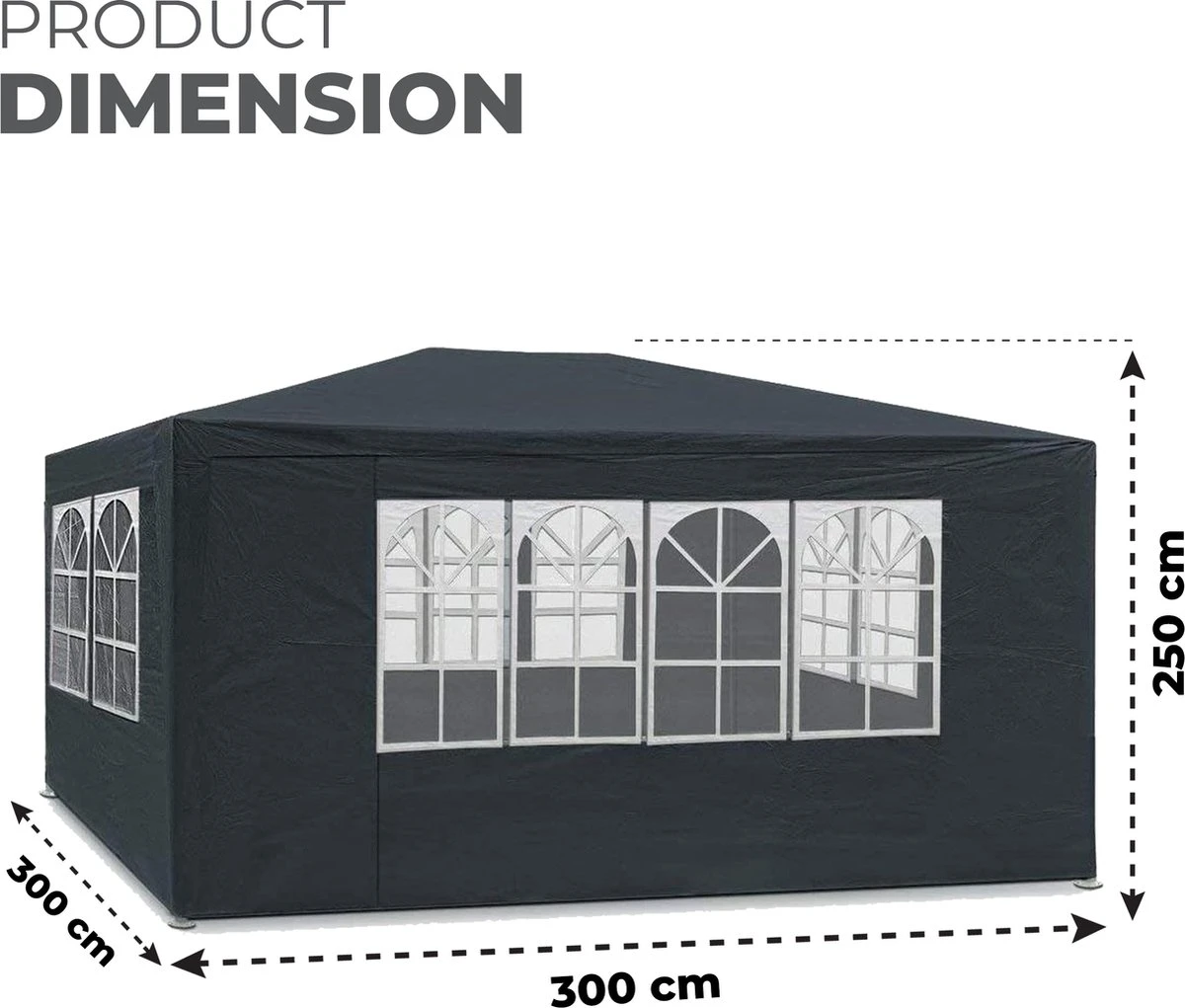 MaxxGarden Partytent - Feesttent Paviljoen - 3x3m - Antraciet - Afbeelding 5