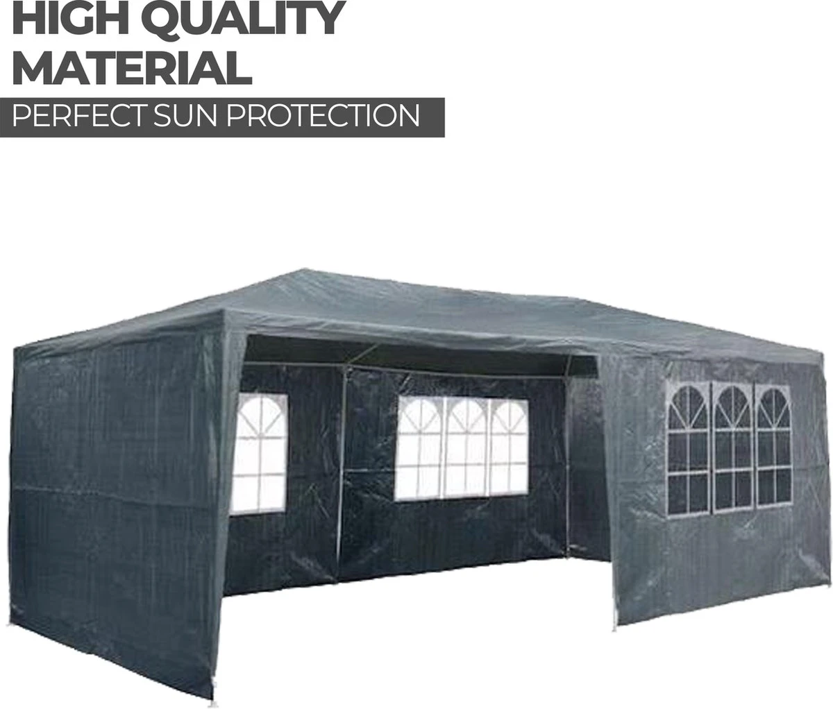 MaxxGarden Partytent - Paviljoen - 3x6m - Incl. Zijwanden - Waterdicht - Antraciet - Afbeelding 5