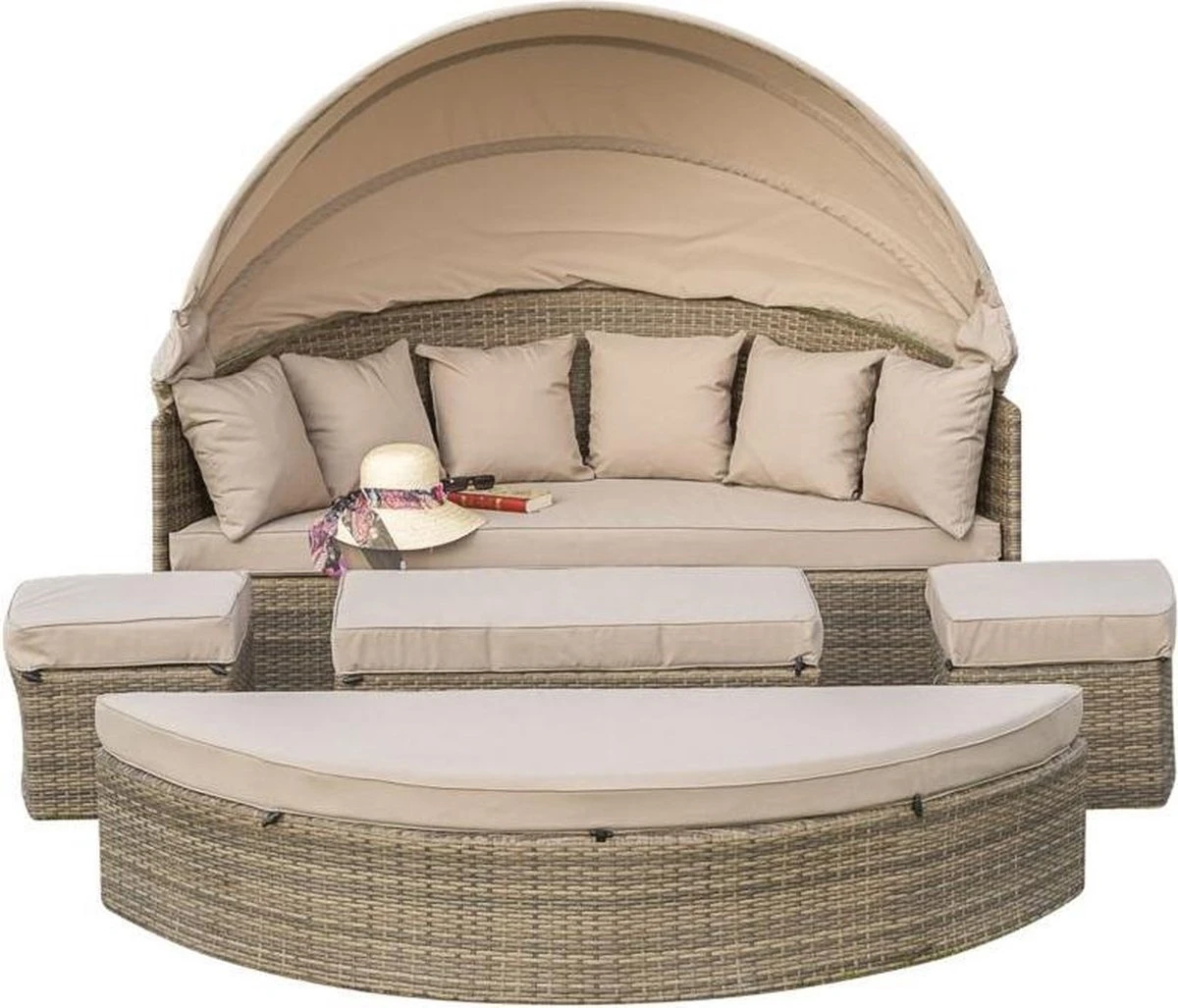 Merkloos Zonneeiland, Beige, Loveseat, Relax-eiland, Loungebed, Ligbed, Loungeset,"Riva"