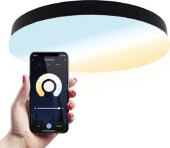 Lumi - 16W Slimme Plafondlamp Badkamer Zwart - IP54 Waterdicht - Smart Home WiFi + BLE - 2700K-6500K White Ambiance - Ø30 Cm