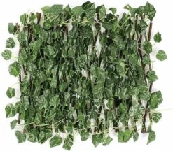 Merkloos TUINSCHERM VAN WILGENHOUT (UITREKBAAR TOT 2 METER) - Kunsthaag - Kunst Hangplant - Hedera - Klimop Kunstplanten Voor Binnen En Buiten - Hedera Helix - Namaak Planten - Kunst Klimop - Sinterklaas - Kerst