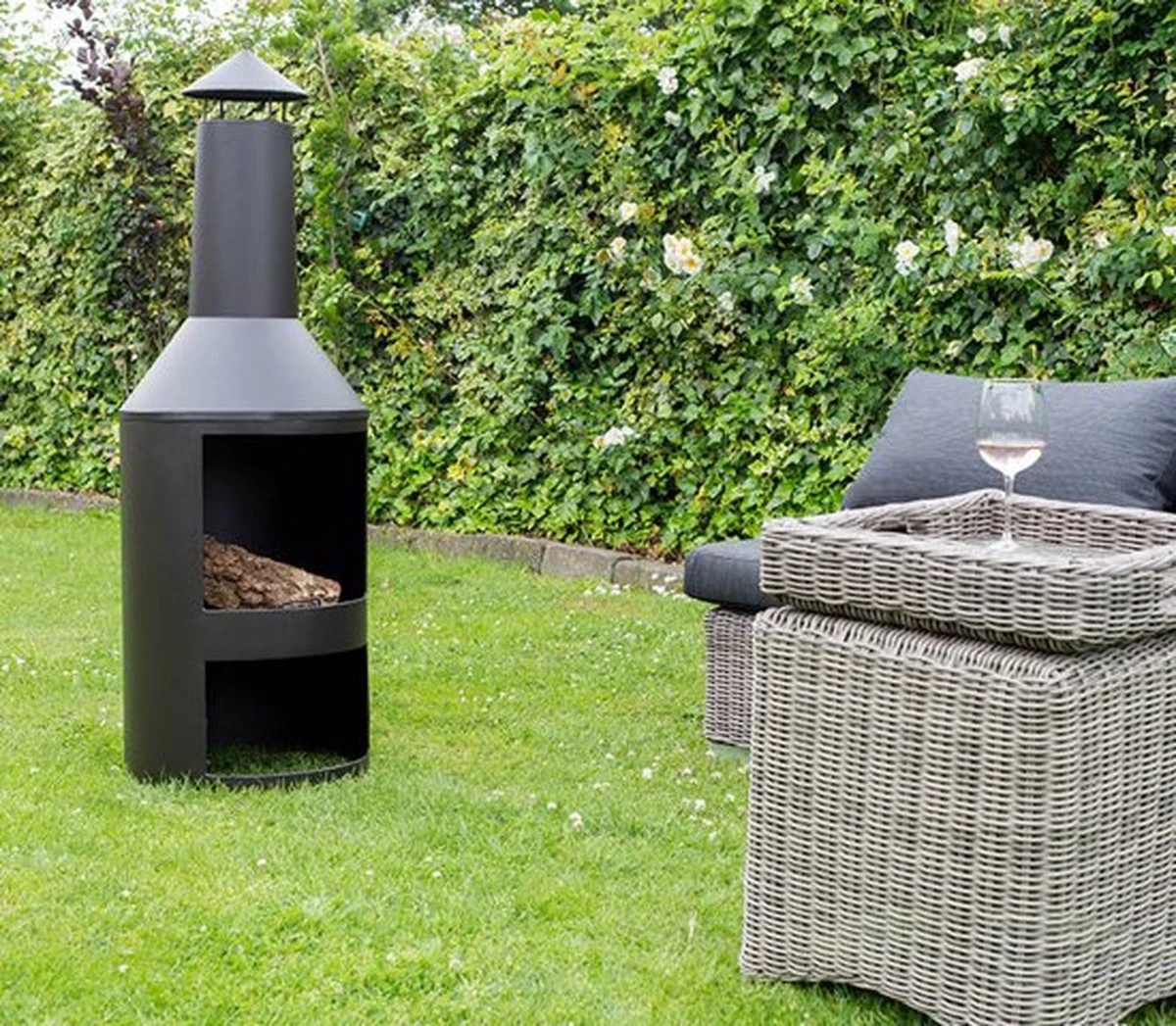 MaxxGarden Tuinhaard Grieks Fenix - Terrashaard - Vuurkorf - BBQ - Terrasverwarmer - Terrasverwarming - Sfeerhaard - 45 X 134cm - Zwart - Afbeelding 7