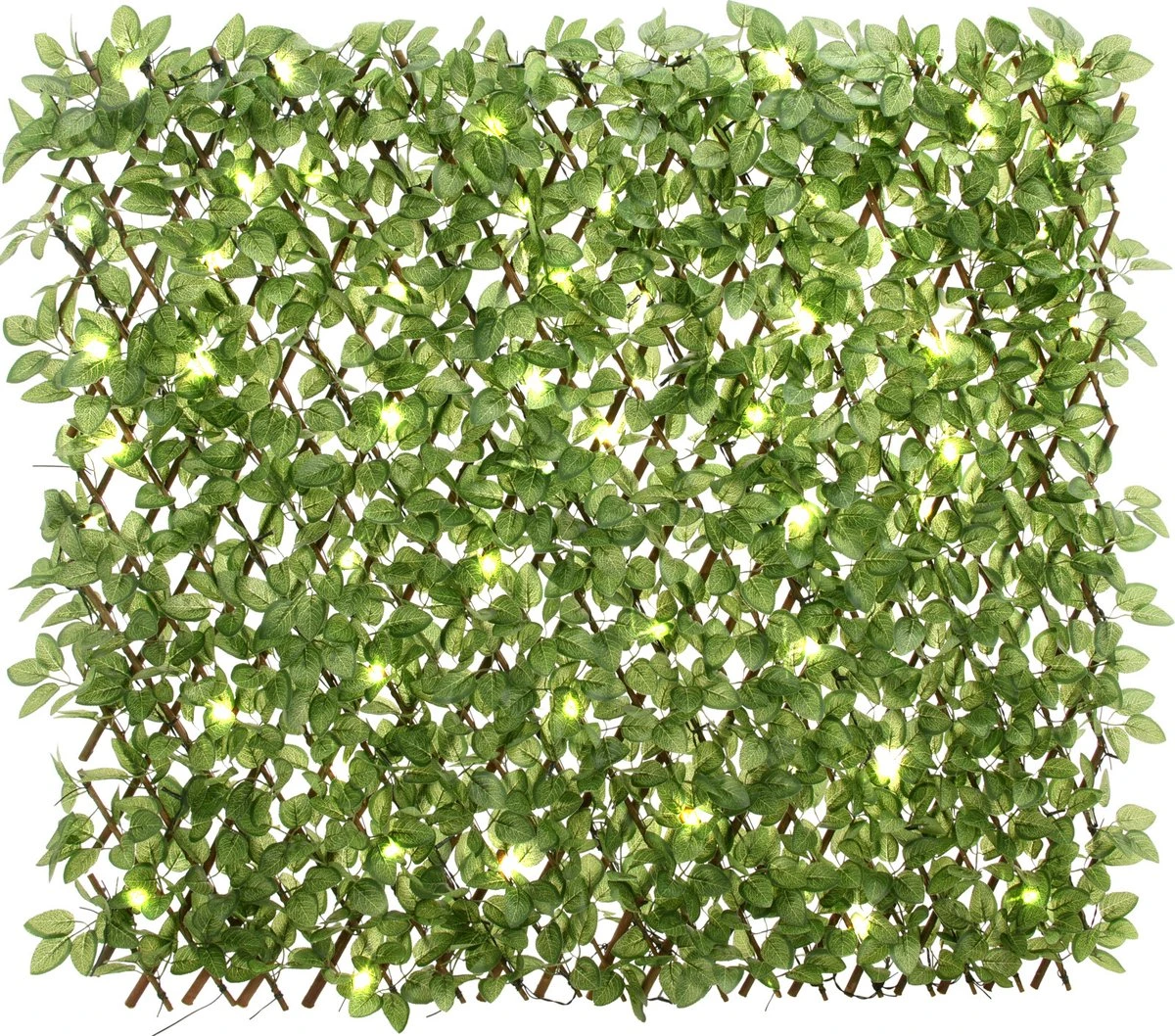 Kunsthaag Met LED Verlichting - Met Zonnepaneel - Solar - 90x180 - Kunsthaag - Tuin Omheining - Kunsthaag Voor Buiten - Kunst Klimop - Kunsthaag Tuinscherm - Kunsthaag Uitschuifbaar - Klimop - Kunstheg - Klimop Kunsthaag - Klimop Met Lichtjes