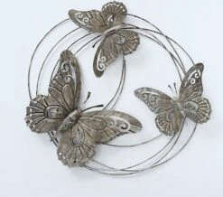 Tuindecoratie - Wanddecoratie - Muurdecoratie - Metaal - Vlinders - Donker Bruin Gemêleerd - 56 X 58 Cm