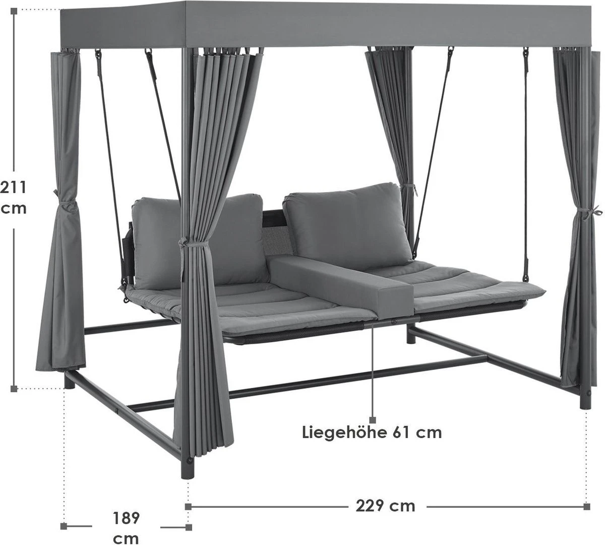 Schommelbank / Ligbank Kassandra - Donkergrijs - Afbeelding 7