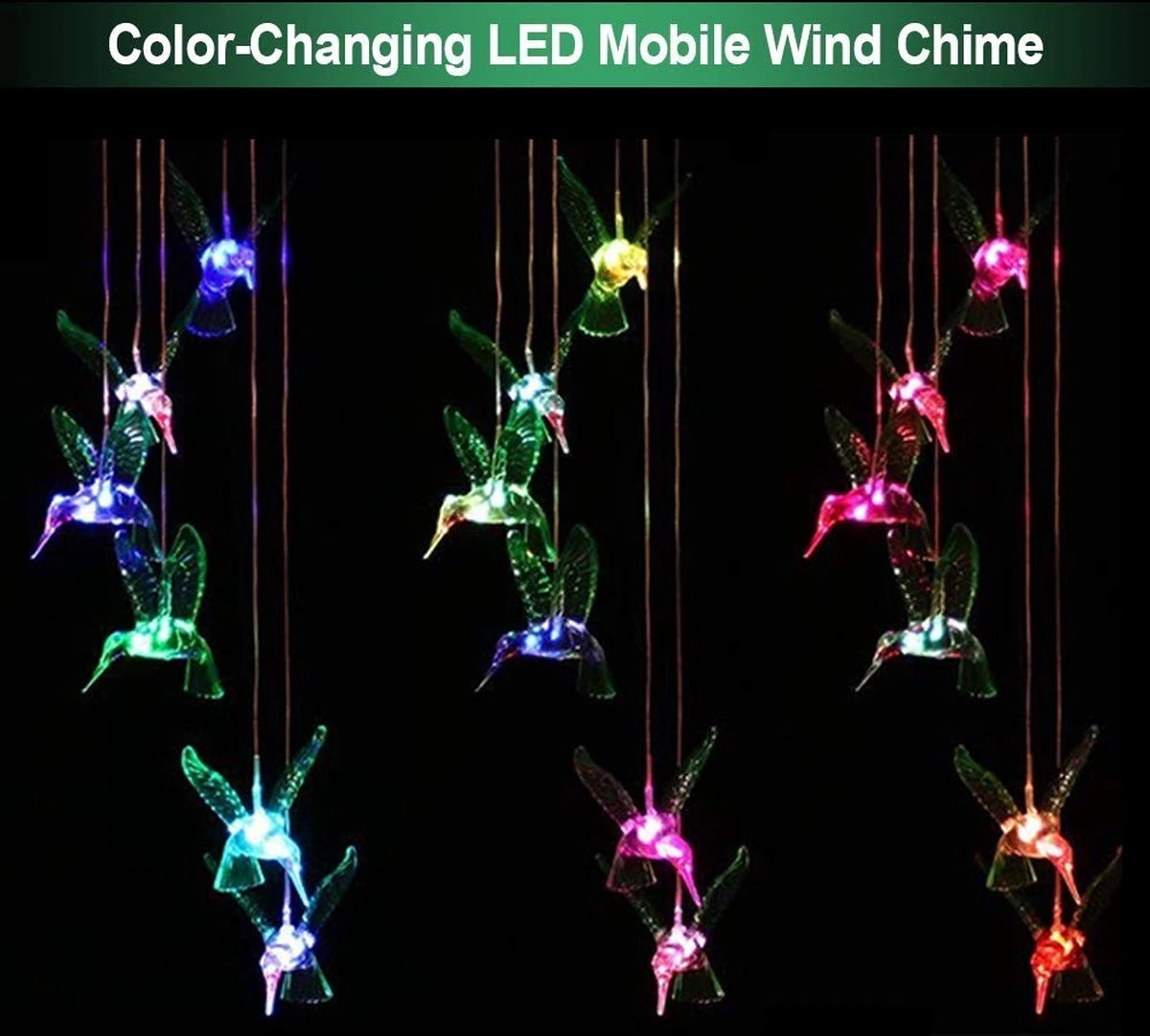 LED Solar Kolibrie | Kolibrie Windgong Waterdichte Tuinverlichting Zonne-energie Lamp | Sfeervolle Solar Lantaarn | Waterbestendige Solar Lamp | Voor Binnen En Buiten | Diversicus | ECO-LED Vlinder - Afbeelding 3