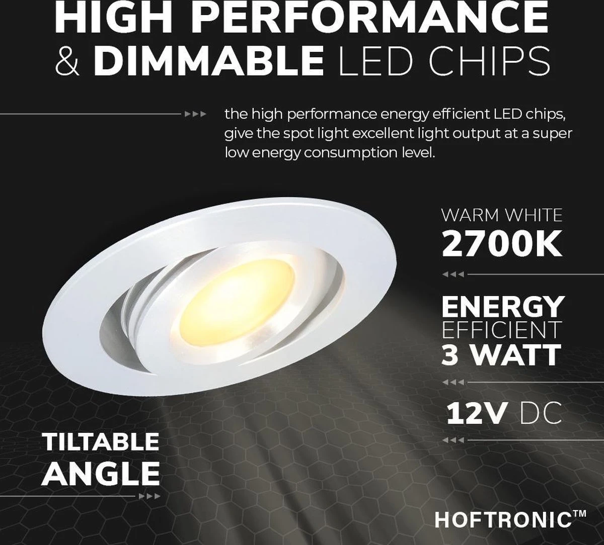 HOFTRONIC Sienna - Veranda Inbouwspots 6x3W - 12 Volt - Complete Veranda Set - 2700K Zeer Warm Wit - IP44 Waterdicht - Dimbare Inbouwspots Met Afstandsbediening - Kantelbaar - 5mm Diameter - 30mm Inbouwdiepte Voor Badkamer En Tuin - Afbeelding 12