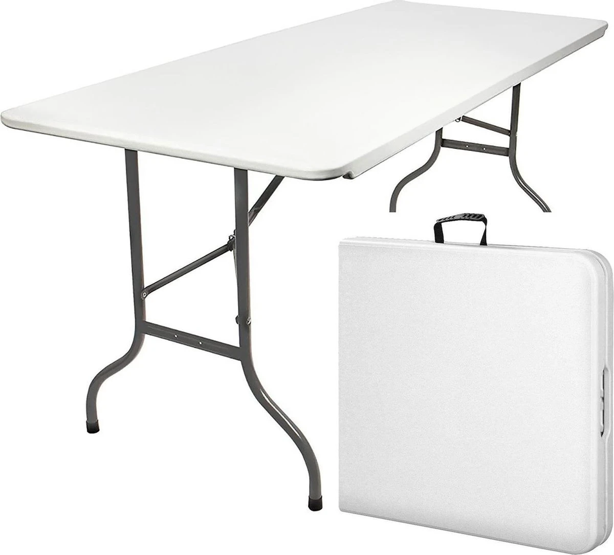 MaxxGarden Vouwtafel - Opvouwbare Kampeer Tafel - Tuin - Camping - Binnen - Weersbestendig - 180 X 74 X 74cm- Wit - Afbeelding 2