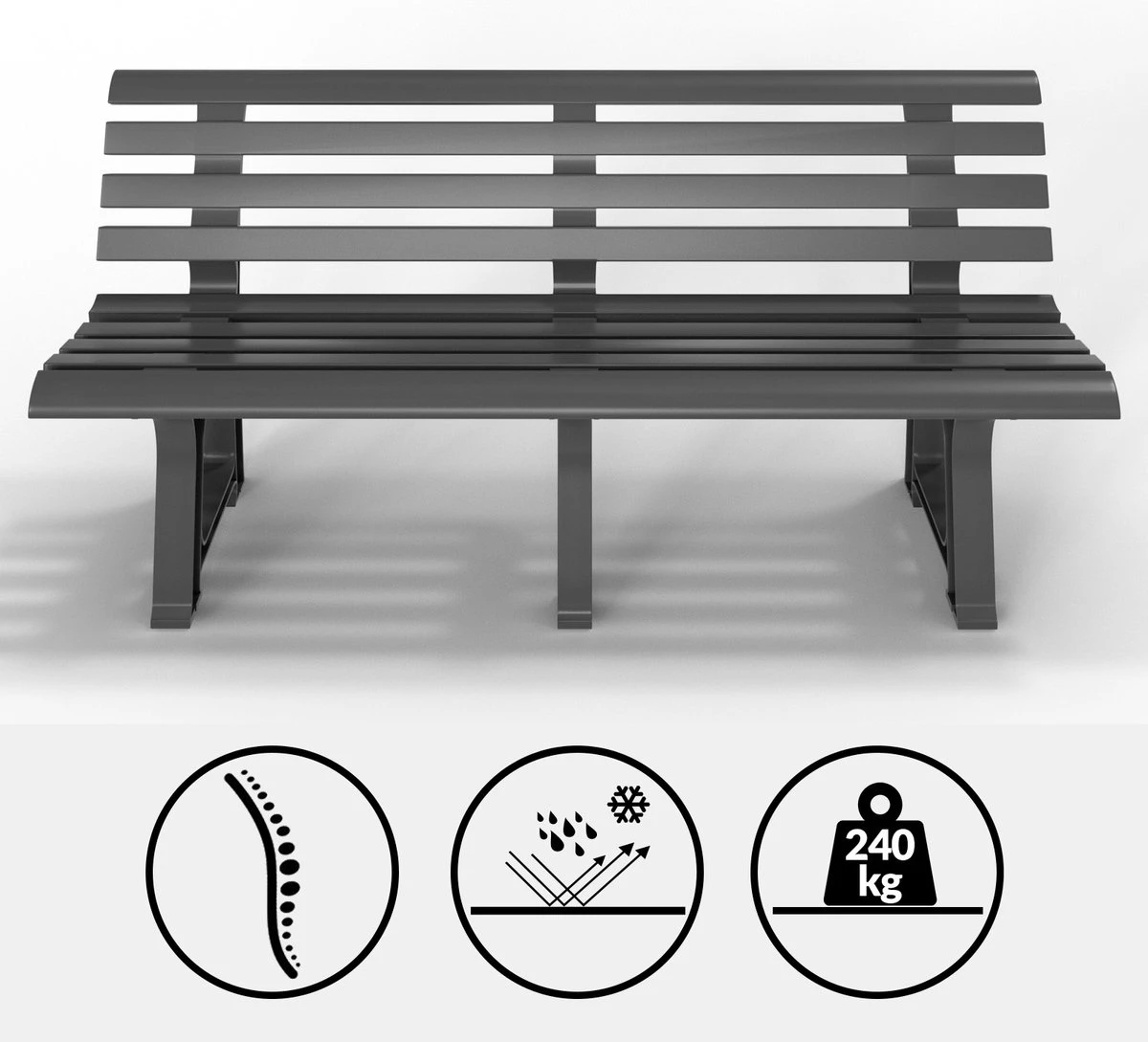 Casaria Tuinbank Orchidea – Kunststof/240kg Belastbaar – Antraciet - Afbeelding 5