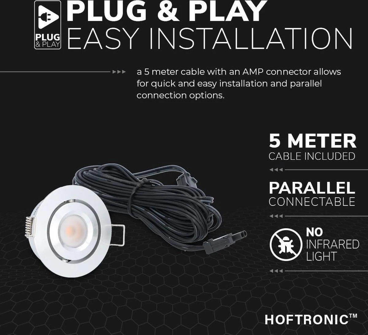 HOFTRONIC Sienna - Veranda Inbouwspots 6x3W - 12 Volt - Complete Veranda Set - 2700K Zeer Warm Wit - IP44 Waterdicht - Dimbare Inbouwspots Met Afstandsbediening - Kantelbaar - 5mm Diameter - 30mm Inbouwdiepte Voor Badkamer En Tuin - Afbeelding 15