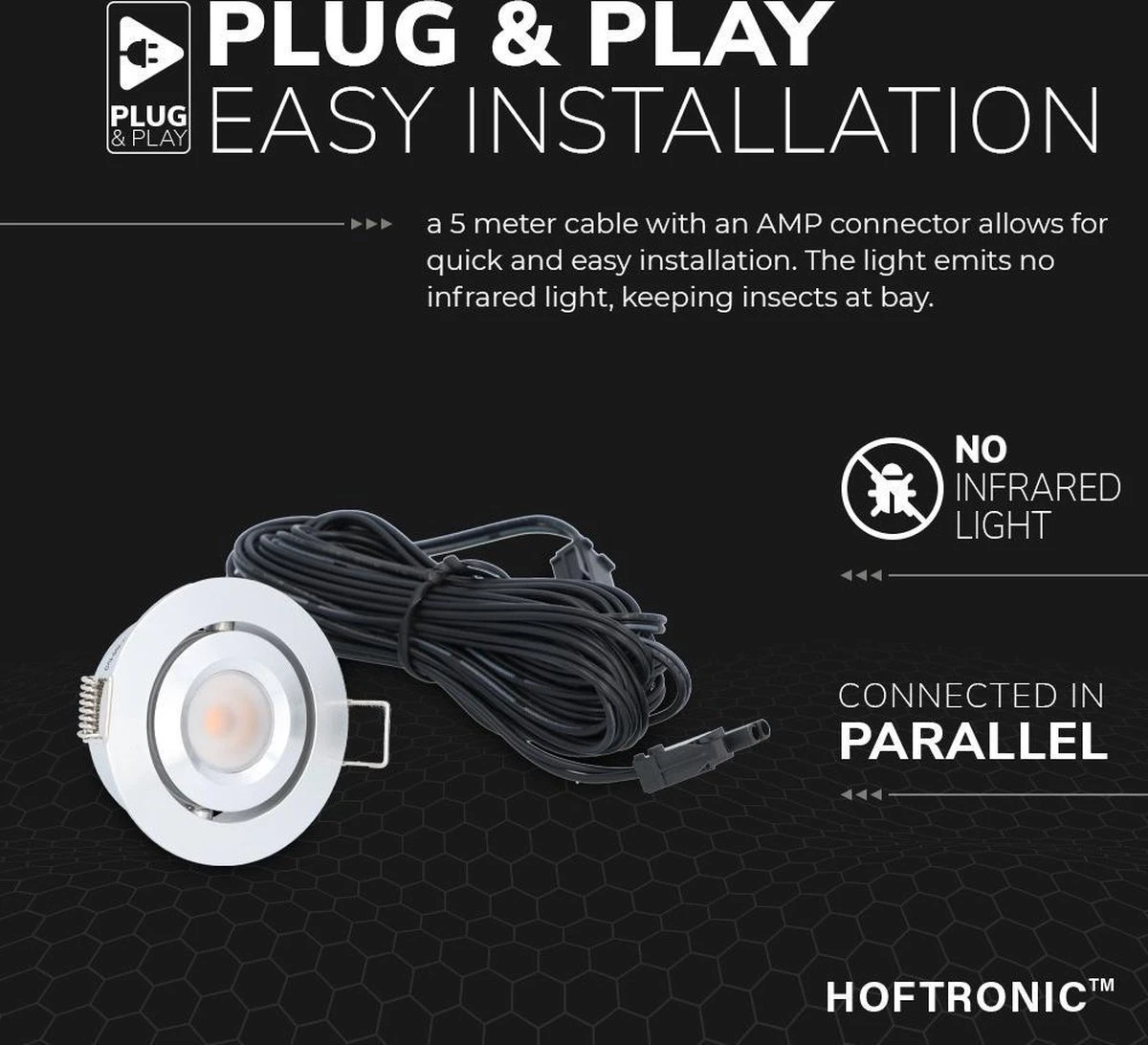 HOFTRONIC Sienna - Veranda Inbouwspots 6x3W - 12 Volt - Complete Veranda Set - 2700K Zeer Warm Wit - IP44 Waterdicht - Dimbare Inbouwspots Met Afstandsbediening - Kantelbaar - 5mm Diameter - 30mm Inbouwdiepte Voor Badkamer En Tuin - Afbeelding 18