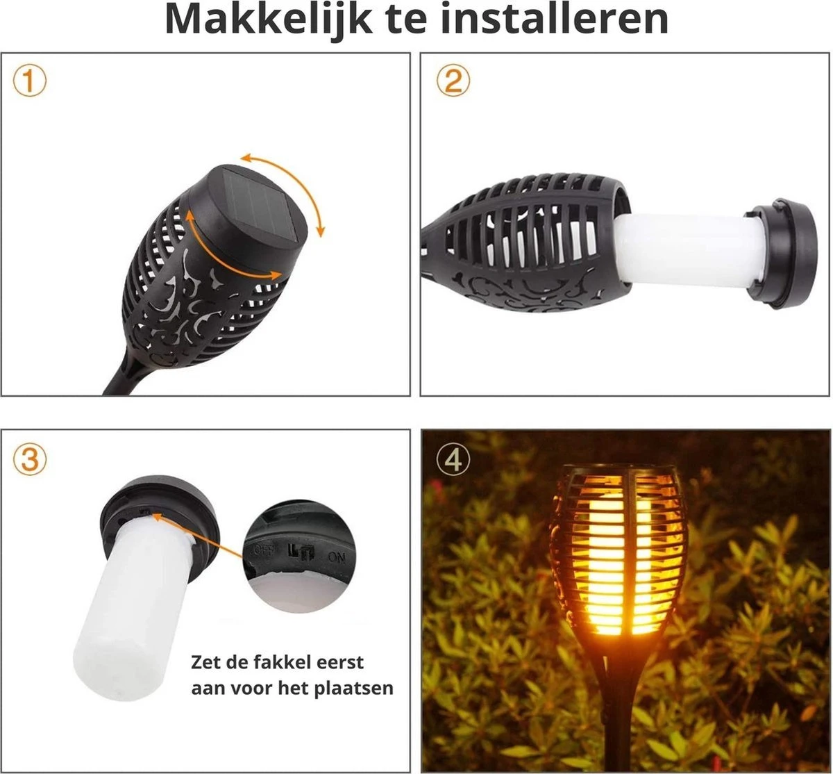 6 Stuks - Tuinverlichting Op Zonne-energie - Fakkel - Buitenverlichting - LED - Vlam Effect - Tuinverlichting - Afbeelding 8