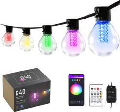 Lichtendirect- Smart Led - Lichtsnoer- 15 Meter- 25 Led Lampen- Met App Functie En Afstandsbediening- Tuinverlichting- Lichtsnoeren- Voor Buiten- Prikkabel- Buitenverlichting- Waterbestendig IP65- Prikkabel- Kerst Verlichting - Lichtslinger