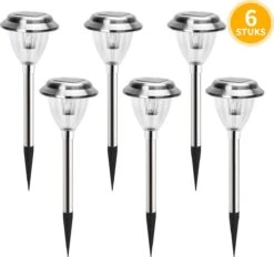 Aigostar LED Solar Lamp Op Zonne-energie - Stekers 40.4 Cm - Tuinverlichting - Tuinlamp 3000K- 6 Stuks