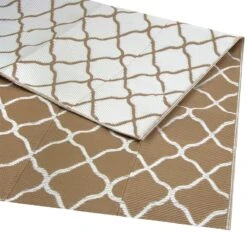LifeGoods Buitenkleed - 183x290CM - Tuintapijt - Omkeerbaar - Incl. Draagtas - Met Patroon - Beige/Wit