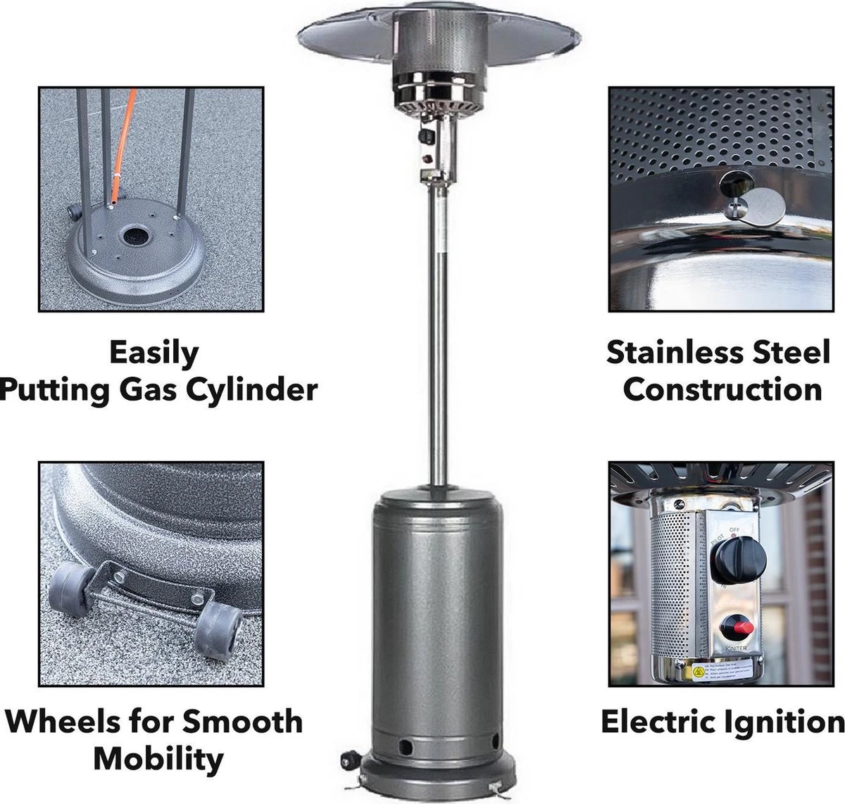 MaxxGarden Terrasverwarmer - Terrasverwarming Op Gas - Flameheather - Sfeerhaard - Verrijdbaar - 13000W - Incl. Hoes - Afbeelding 5