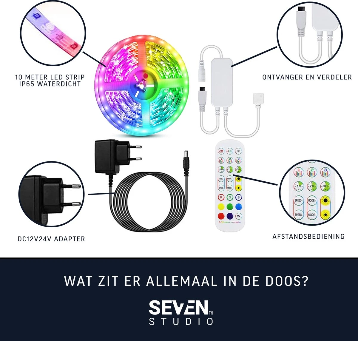 Seventh Studio LED-strip - 10 Meter -Waterdicht - RGB - Bluetooth - App Voor Mobiel - Alexa - Afbeelding 2
