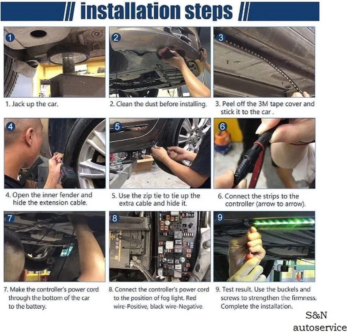 Merkloos Auto Led Verlichting - Underglow Led Strip Licht -Mobiele App - 12V - Afbeelding 2