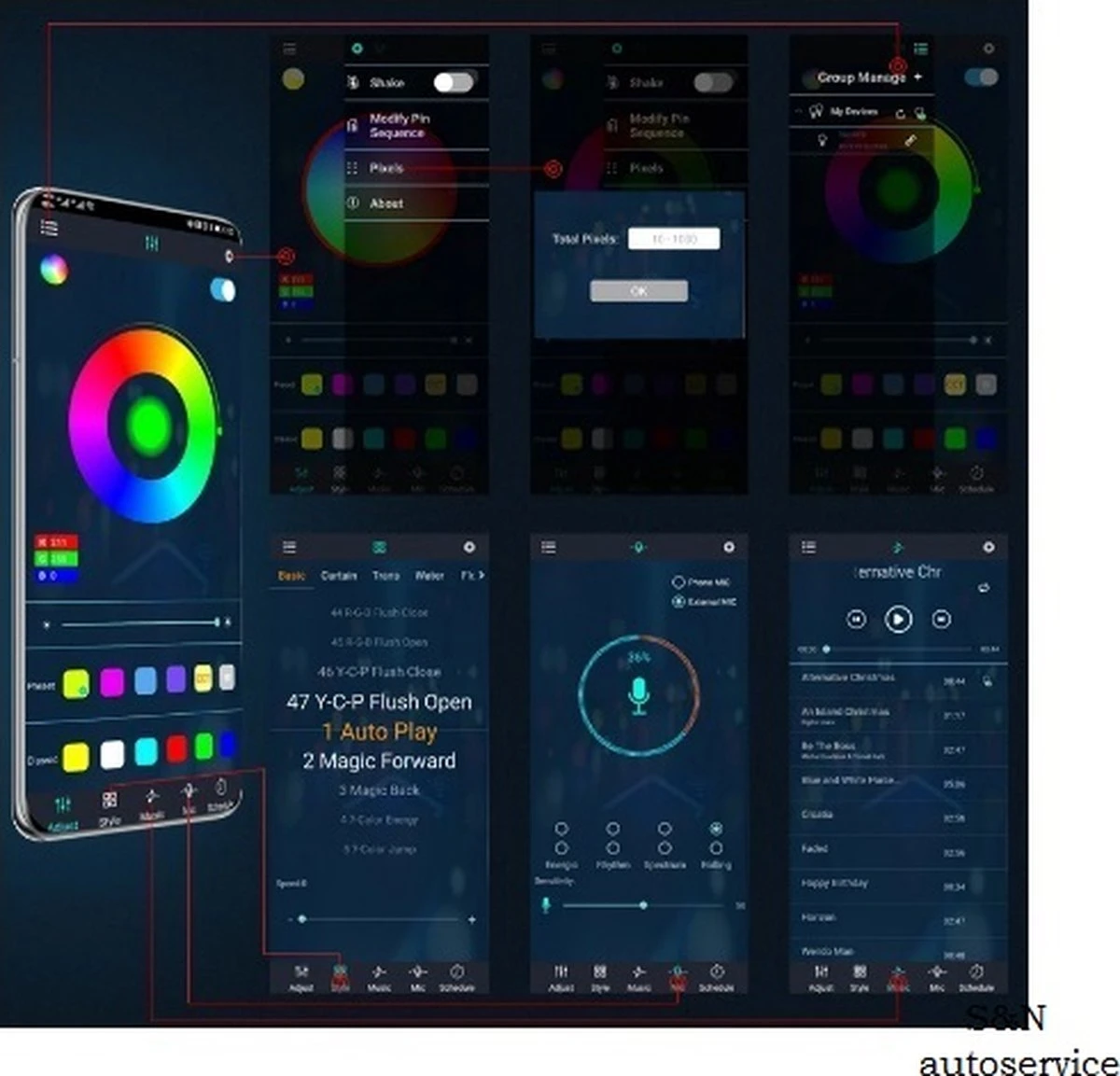 Merkloos Auto Led Verlichting - Underglow Led Strip Licht -Mobiele App - 12V - Afbeelding 5