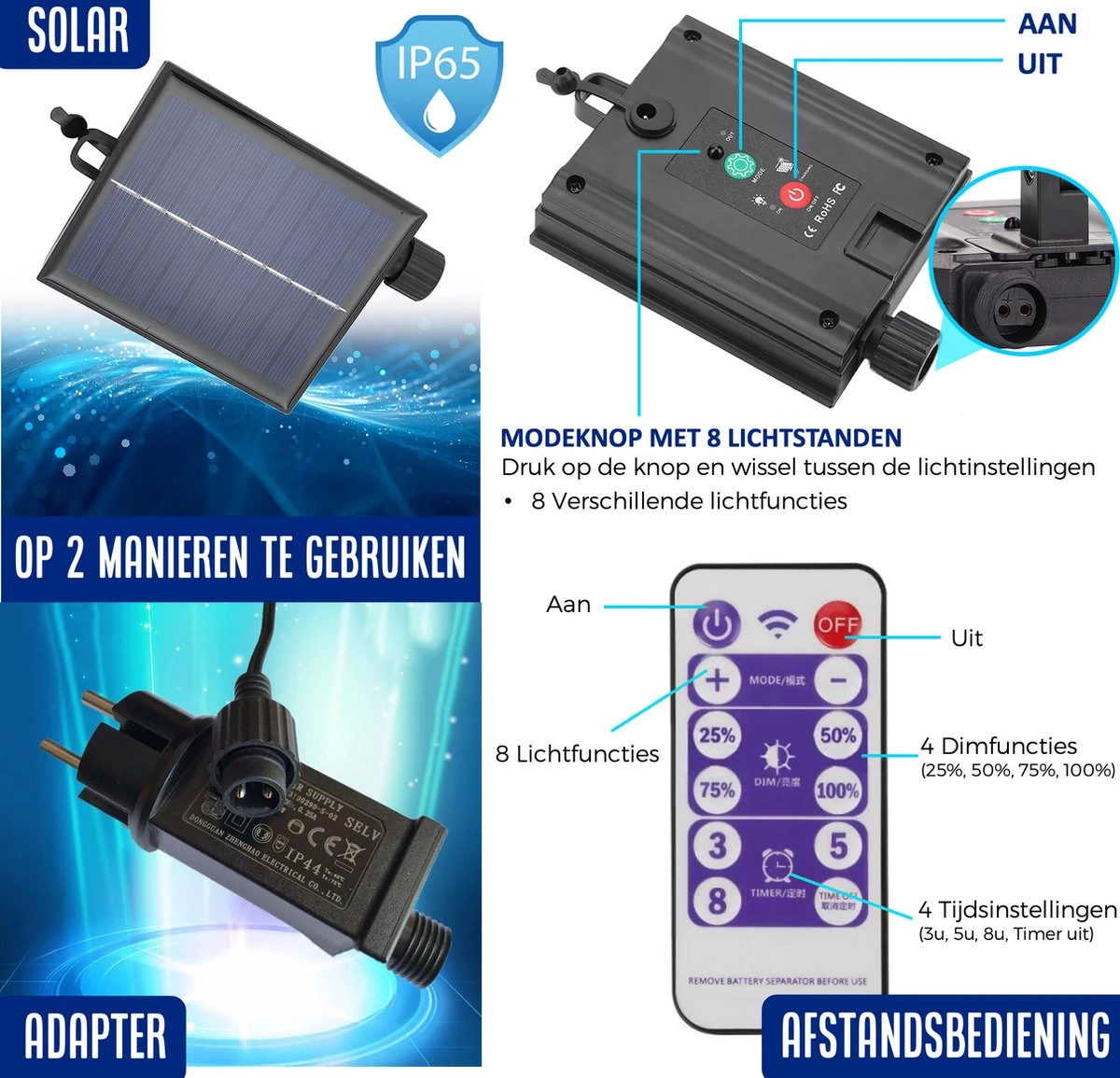 SHINE - Lichtsnoer - Lichtslinger Op Zonne-energie - Solar Led Prikkabel - Feestverlichting - Lampjes Slinger - Tuinverlichting - Vintage Basic Sfeerverlichting - 10 Meter En 12 Led Plug-In Lampen - Afbeelding 14
