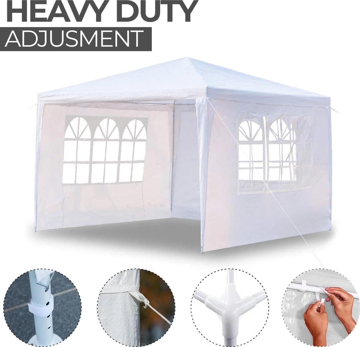 MaxxGarden Partytent - Paviljoen - 3x4m - Incl. Zijwanden - Waterdicht - Wit - Afbeelding 3