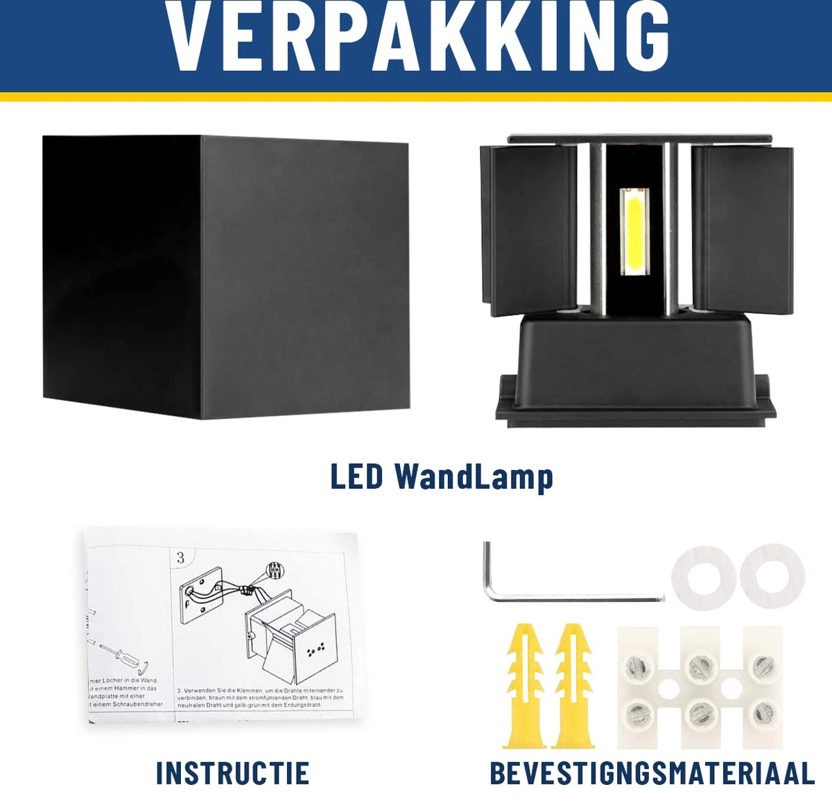 WRH - Set Van 2 Wandlamp Binnen Industrieel - Wandlamp Buiten - Waterdicht IP65 - Industrieel Modern - Set Van 2 - Afbeelding 3