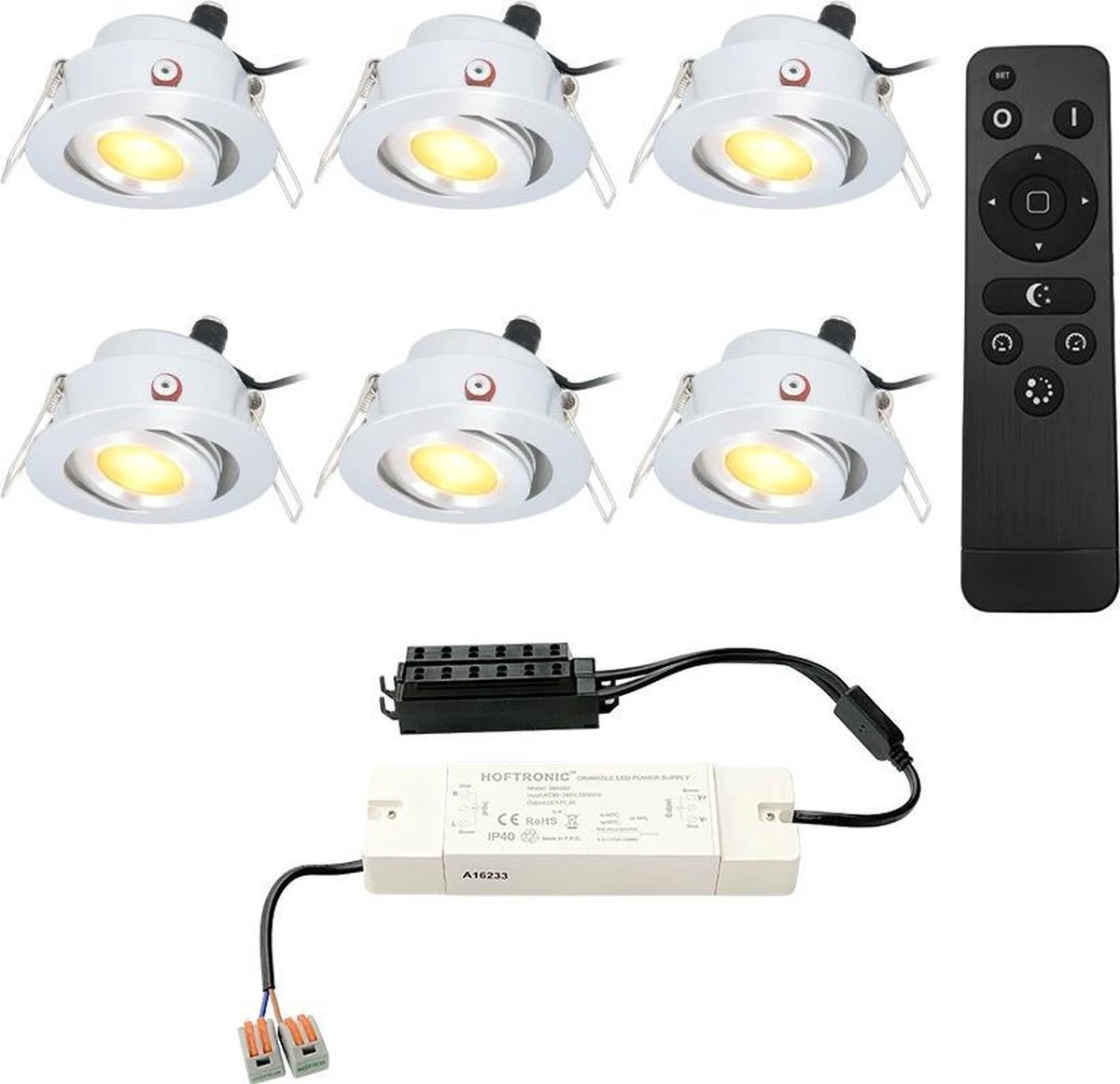 HOFTRONIC Sienna - Veranda Inbouwspots 6x3W - 12 Volt - Complete Veranda Set - 2700K Zeer Warm Wit - IP44 Waterdicht - Dimbare Inbouwspots Met Afstandsbediening - Kantelbaar - 5mm Diameter - 30mm Inbouwdiepte Voor Badkamer En Tuin - Afbeelding 19