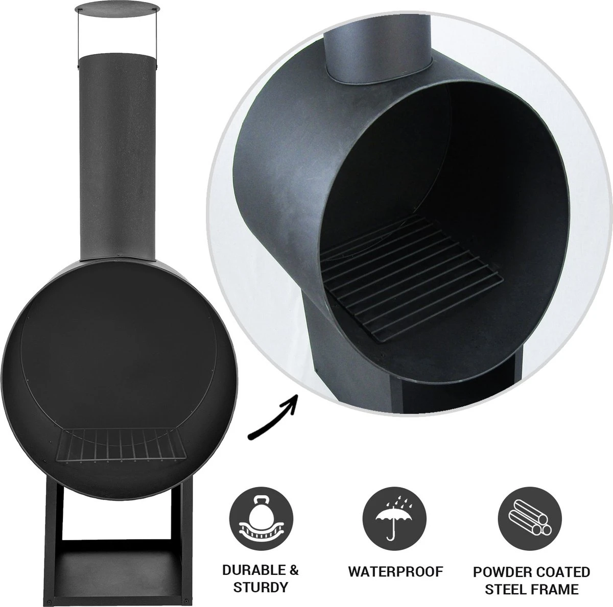 MaxxGarden Tuinhaard Grieks Archedius - Terrashaard - Vuurkorf - Terrasverwarmer - Terrasverwarming - Sfeerhaard - 55x49x145 Cm - Afbeelding 4