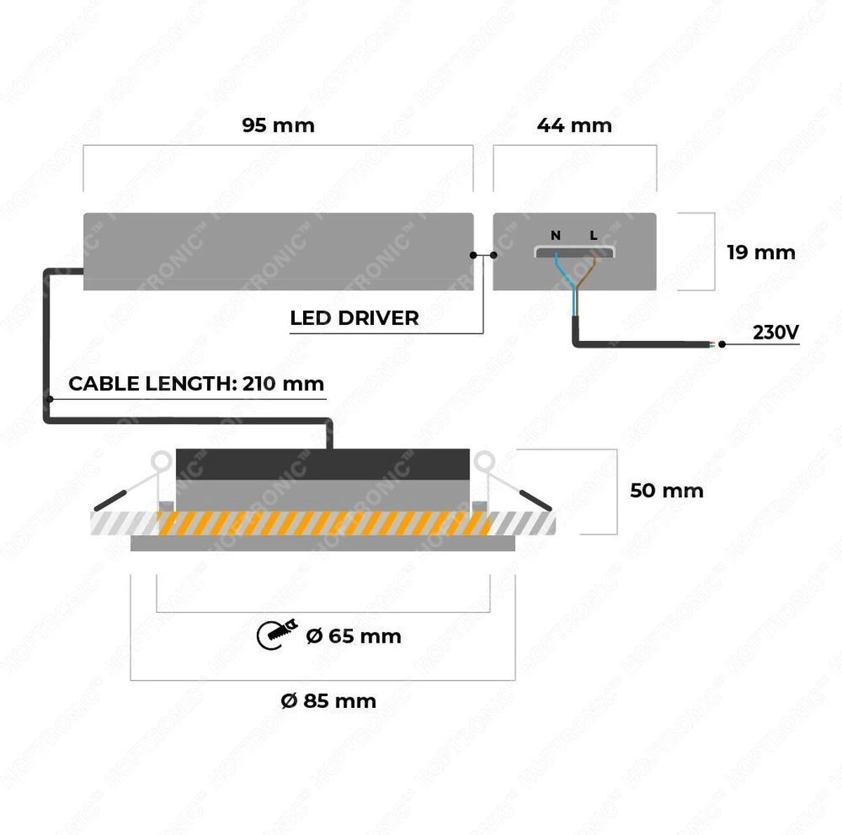 HOFTRONIC Venezia - Set Van 6 LED Inbouwspots RVS - IP65 Waterdicht - Dimbaar - 6 Watt 600 Lumen - Met Lichtbron - 2700K Warm Wit Licht - Zaagmaat 65mm - Inbouwdiepte 45mm - Geschikt Voor Badkamer, Woonkamer, Veranda En Carport - 3 Jaar Garantie - Afbeelding 13